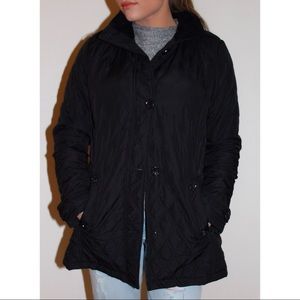 Black Stitched Mid Length Coat